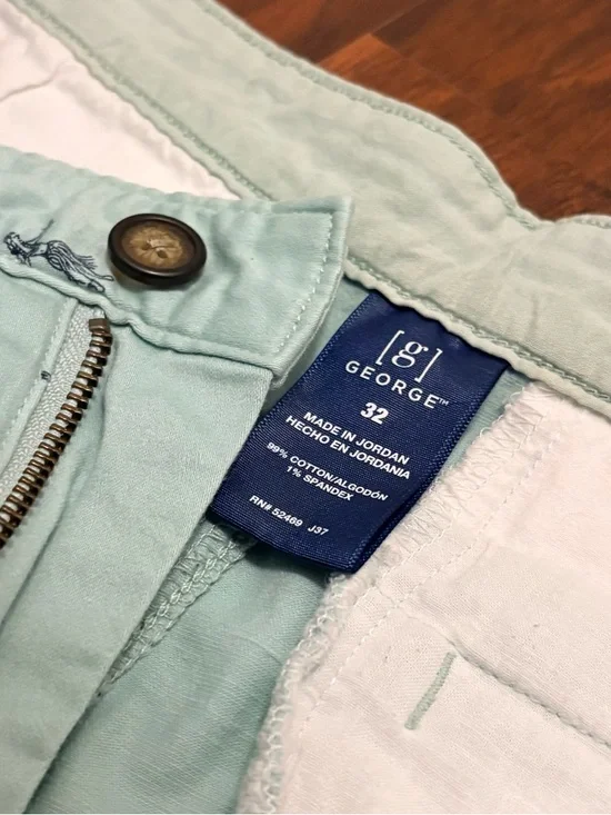 George [g] Men’s Chino Shorts Size 32 Mint Green All-Over Print Casual Summer - Picture 3 of 5